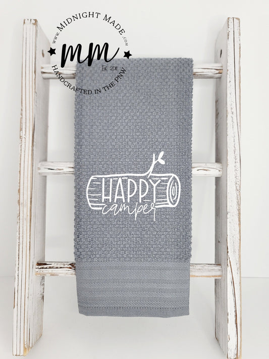 Happy Camper towel, camper decor, funny towel decor Midnight Made