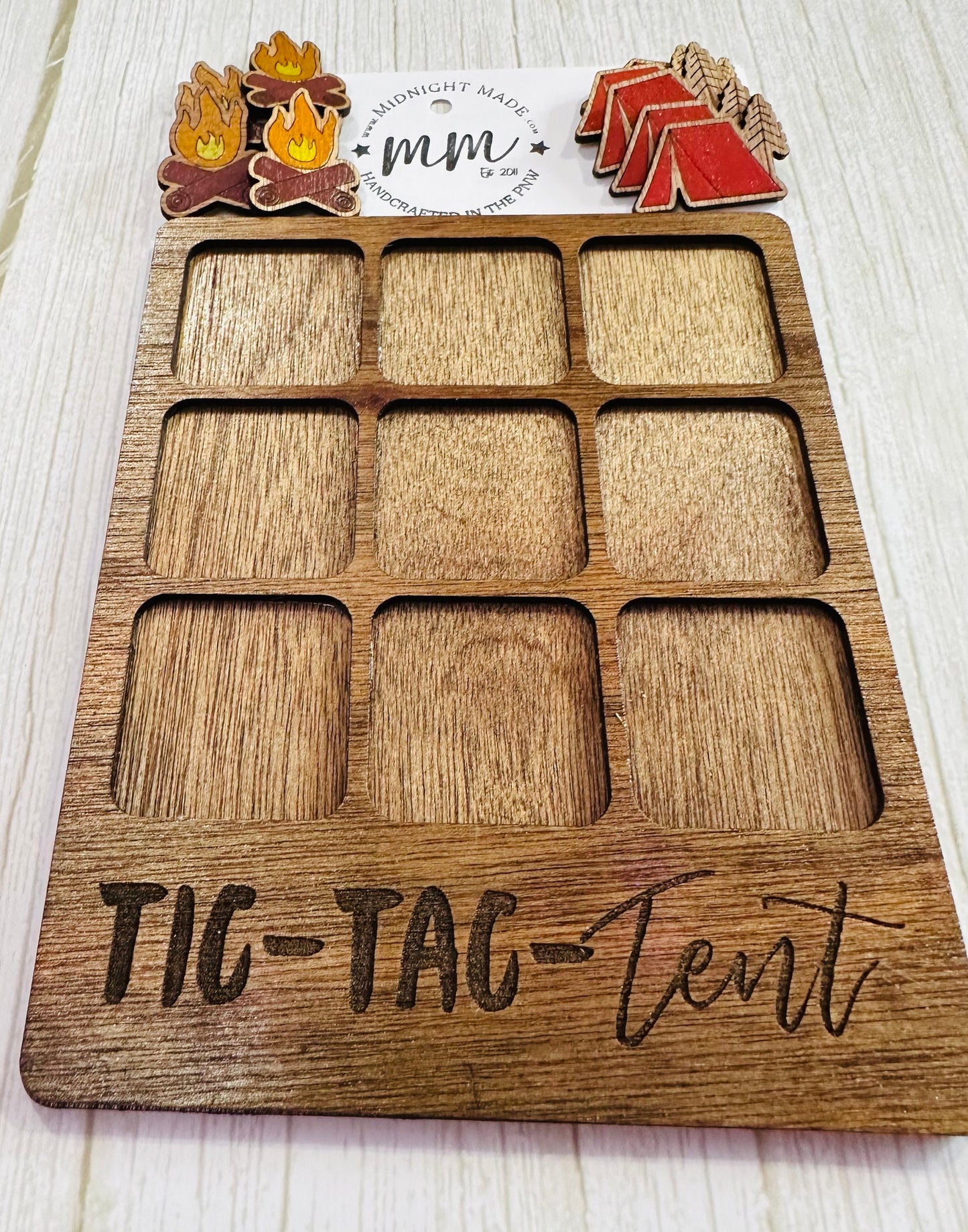 Tic Tac Toe. Tic Tac Tent. Custom personalized travel camping family game