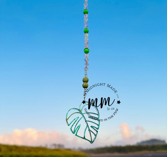 Monstera Philodendron Car Charm diffuser. Plant lover air freshener, essential oil car scents. Pothos, Thai constellation