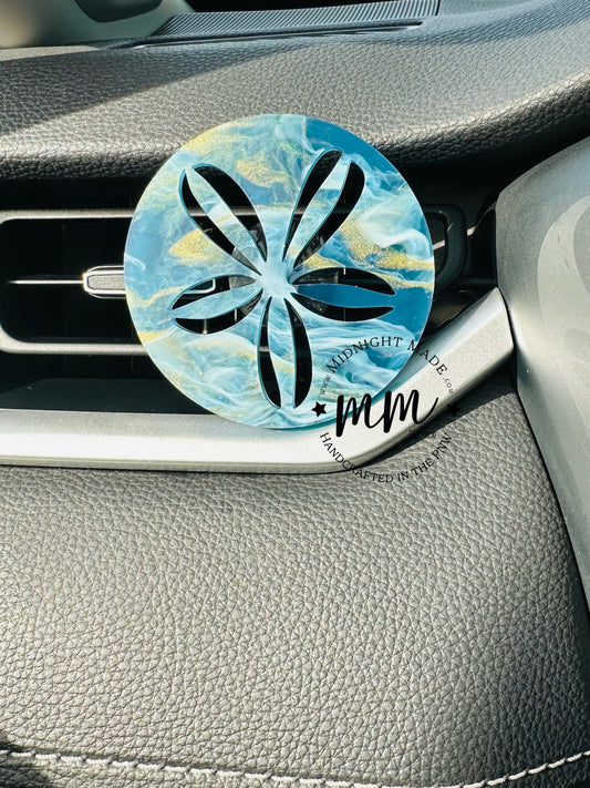 Sand dollar Air Vent Diffuser. Suncatcher Car Charm Air Freshener. Essential oil car scents. Beachy. Iridescent