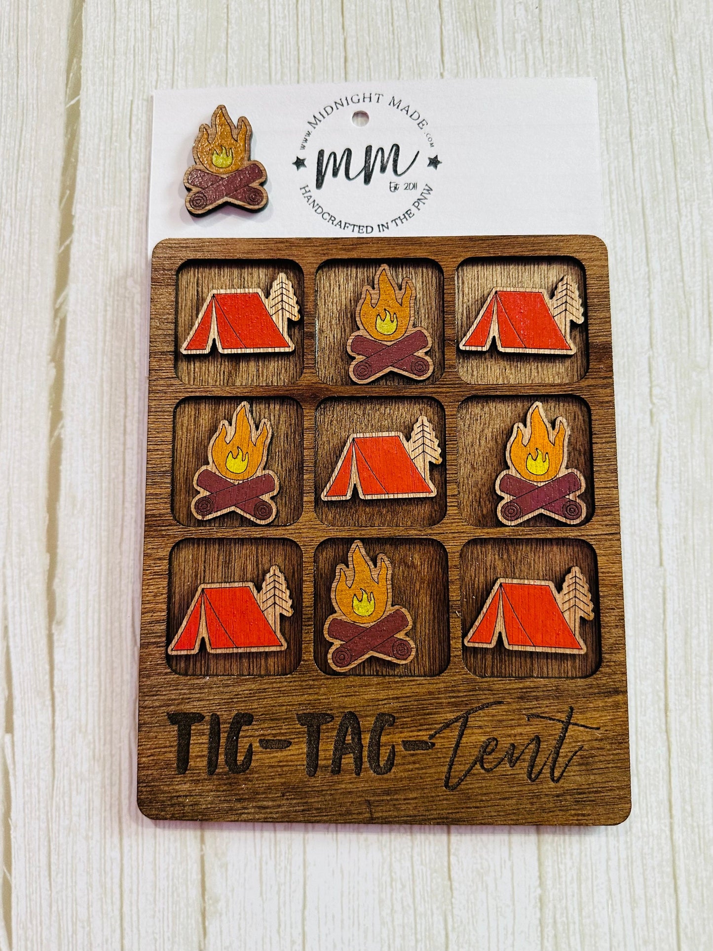Tic Tac Toe. Tic Tac Tent. Custom personalized travel camping family game
