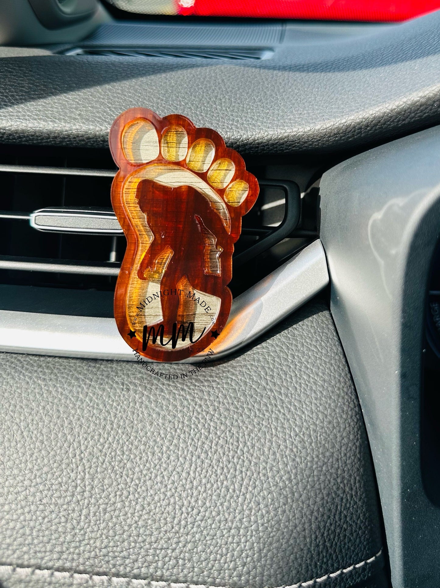 Bigfoot Car Charm. Air vent diffuser. Big foot air freshener for essential oil