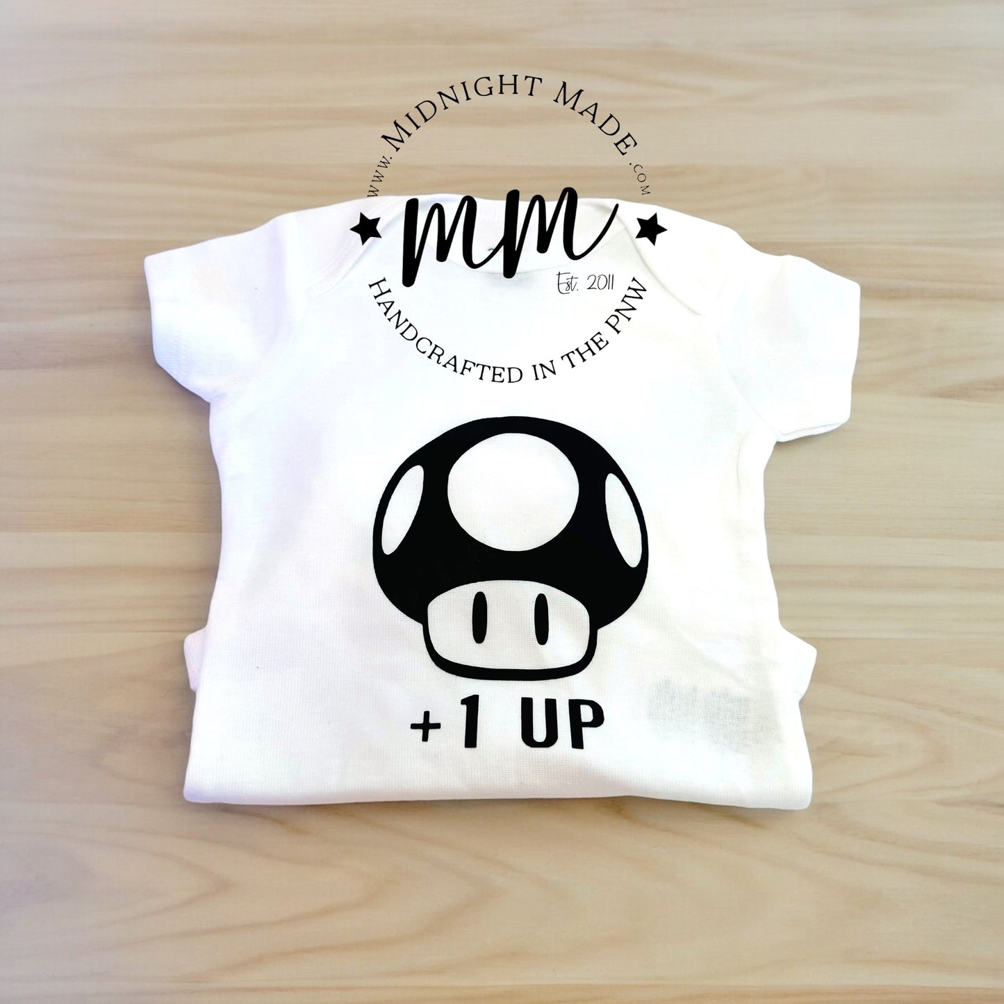 Mushroom, Super Mario Theme Baby Bodysuit, One Piece, One UP, Newborn Baby shower gift, nursery gift