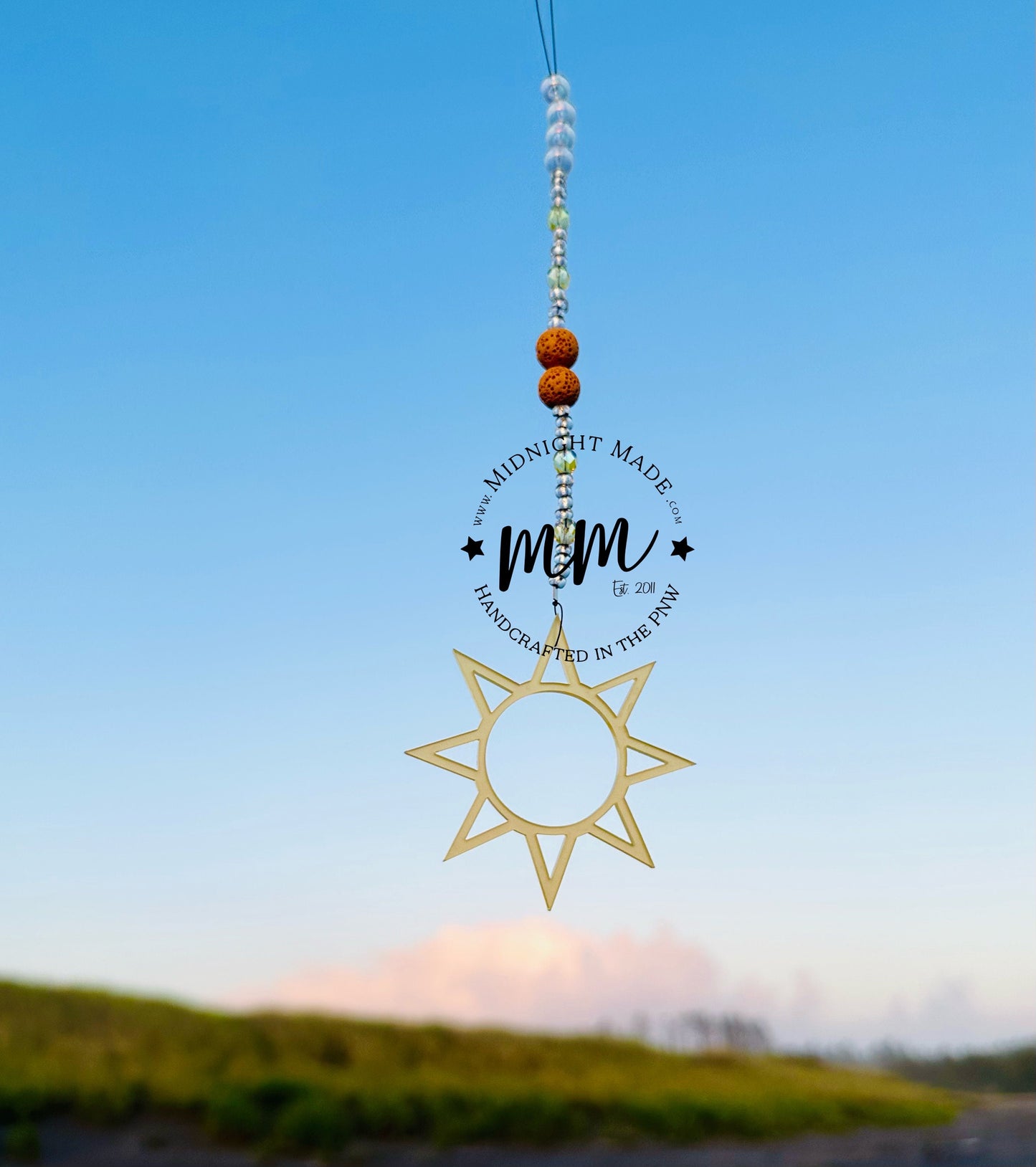 Sunshine Car Charm diffuser. Sun air freshener, essential oil car scents