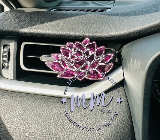 Lotus Flower Car air vent diffuser. Purity air freshener car charm for essential oil car scents. (strength, resilience, rebirth)