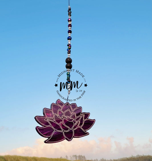 Lotus Flower Car Charm diffuser. Spiritual gift air freshener, essential oil car scents. Strength, resilience, purity, rebirth.