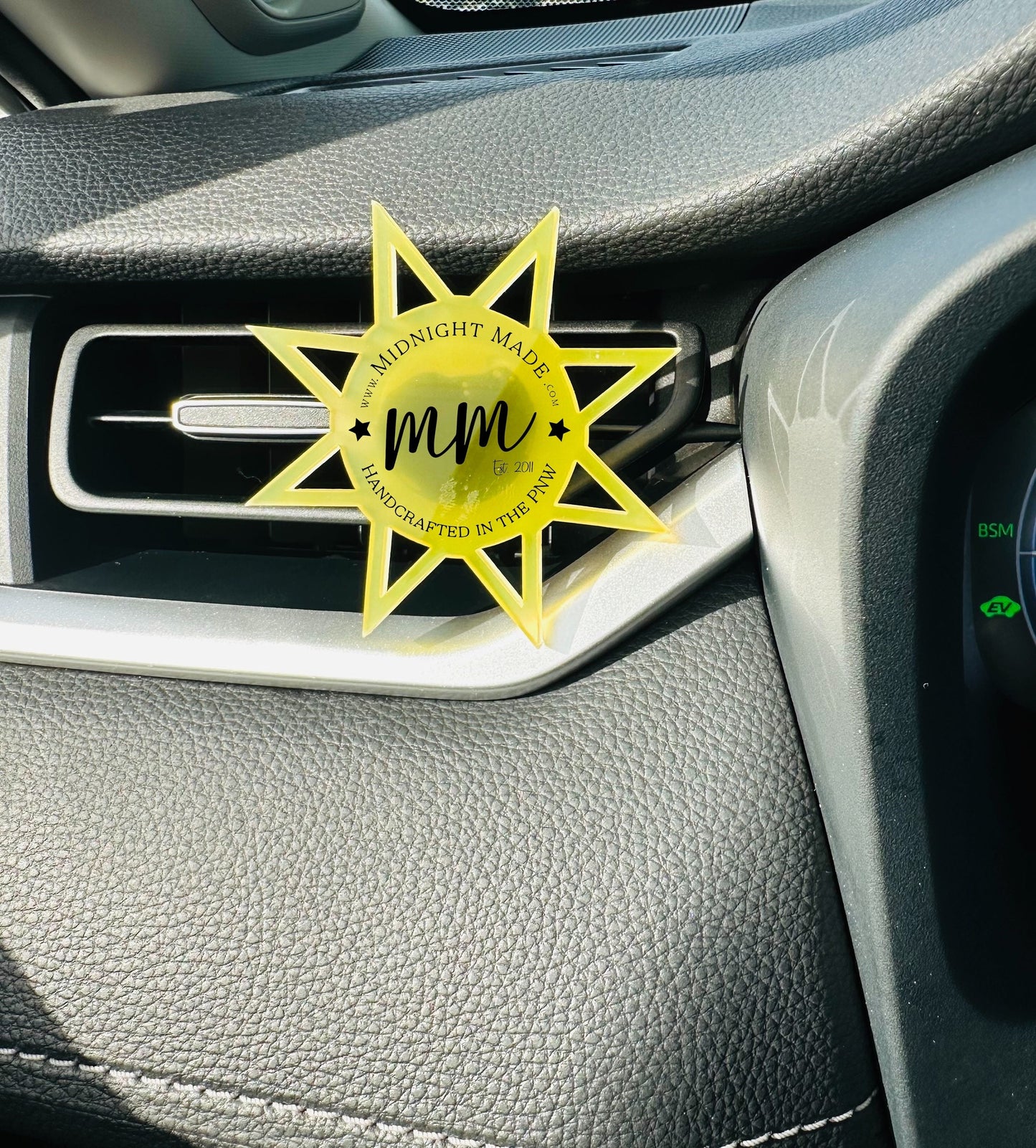 Sunshine iridescent air vent diffuser. Suncatcher air freshener, essential oil car scents. Beachy sun
