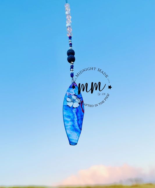 Surf Board Suncatcher Car Charm diffuser. Surfer essential oil air freshener
