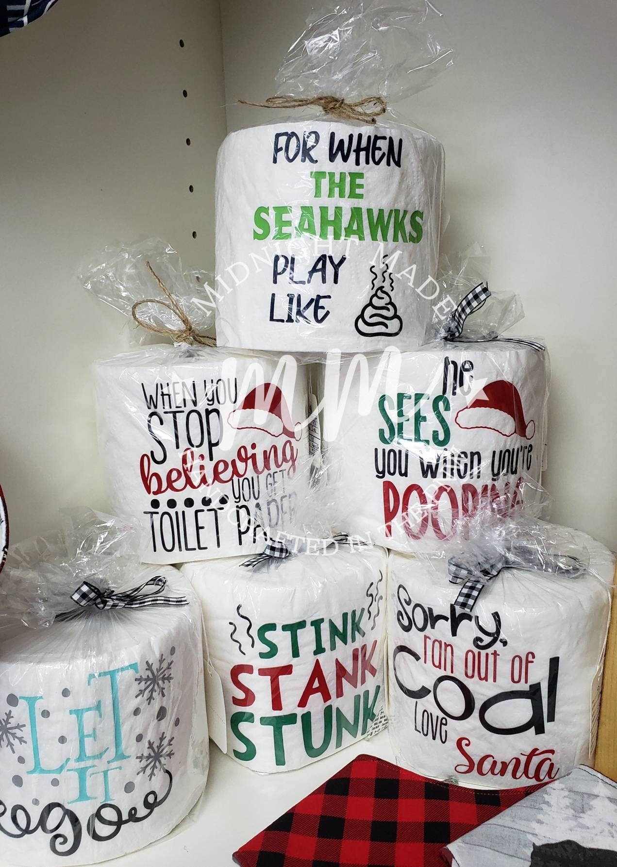 Seahawks play like poop, play like crap, Funny toilet paper, funny TP, Gag gift, white elephant, naughty list, secret santa Midnight Made