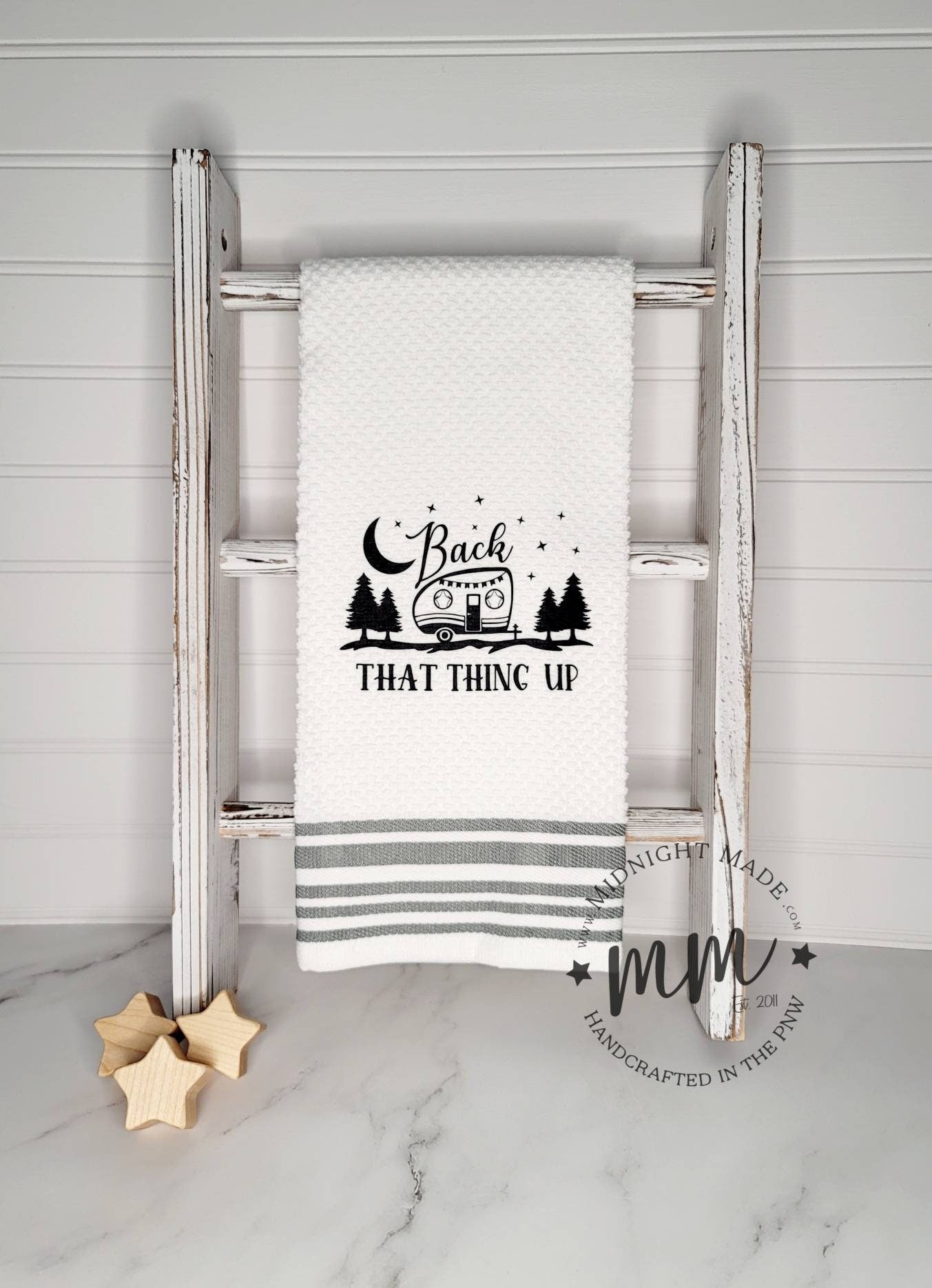Camping Life Camping towel, camper decor, bitches with hitches funny towel decor Midnight Made